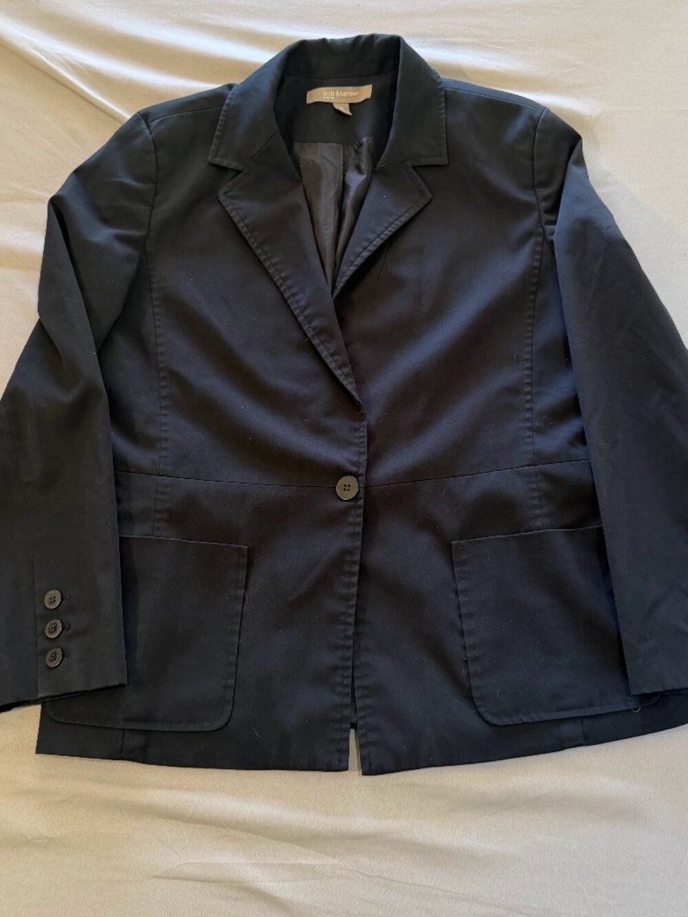 Croft And Barrow Women's Stretch Suit Jacket Blazer Black With Pockets Size 16